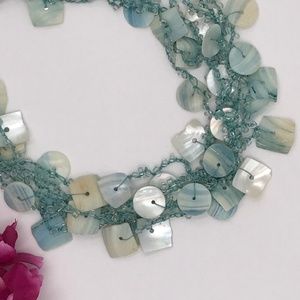 vintage 2000s teal shell choker